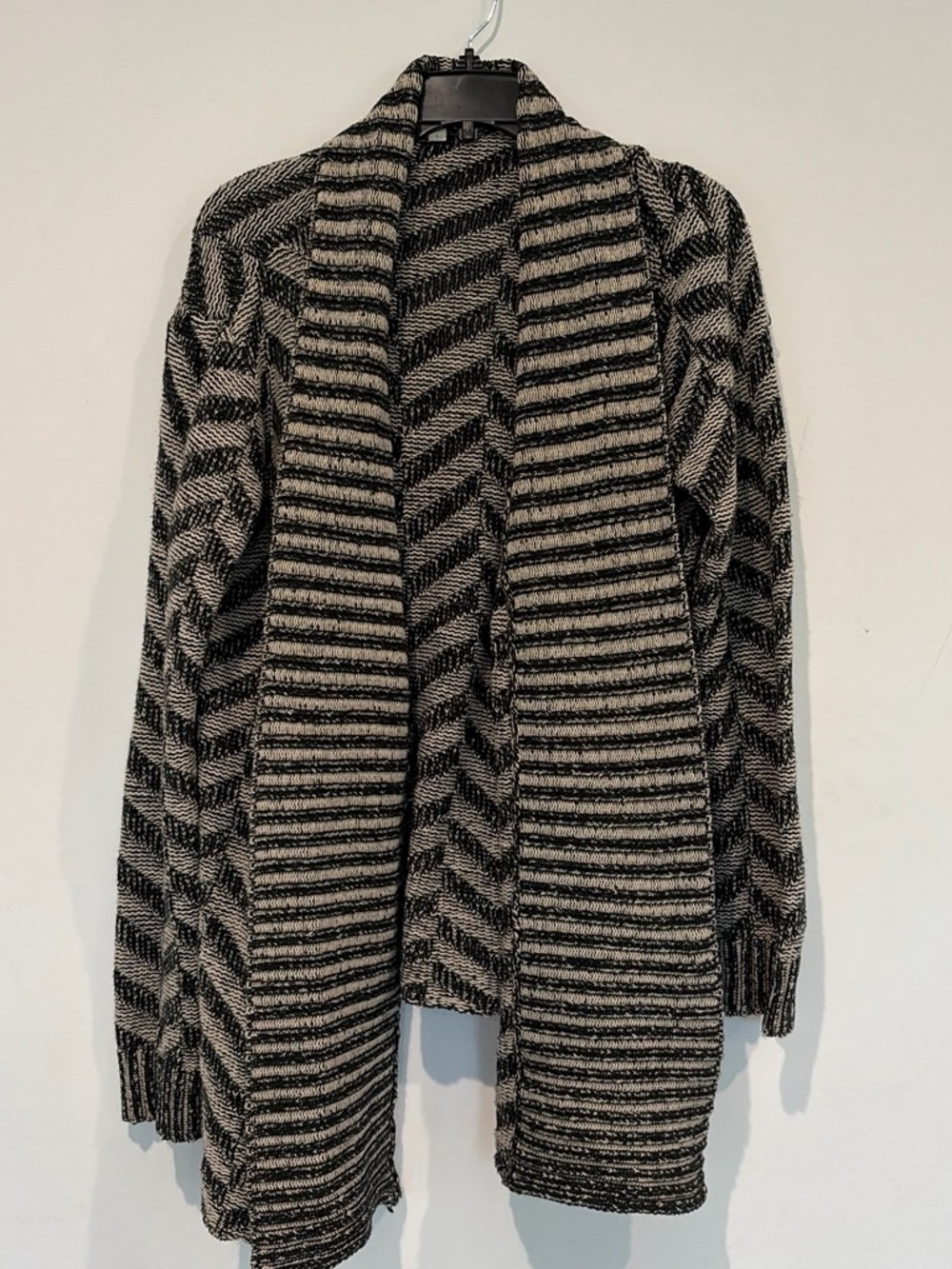 Rip Curl Black and Cream Striped Open-Front Cardigan